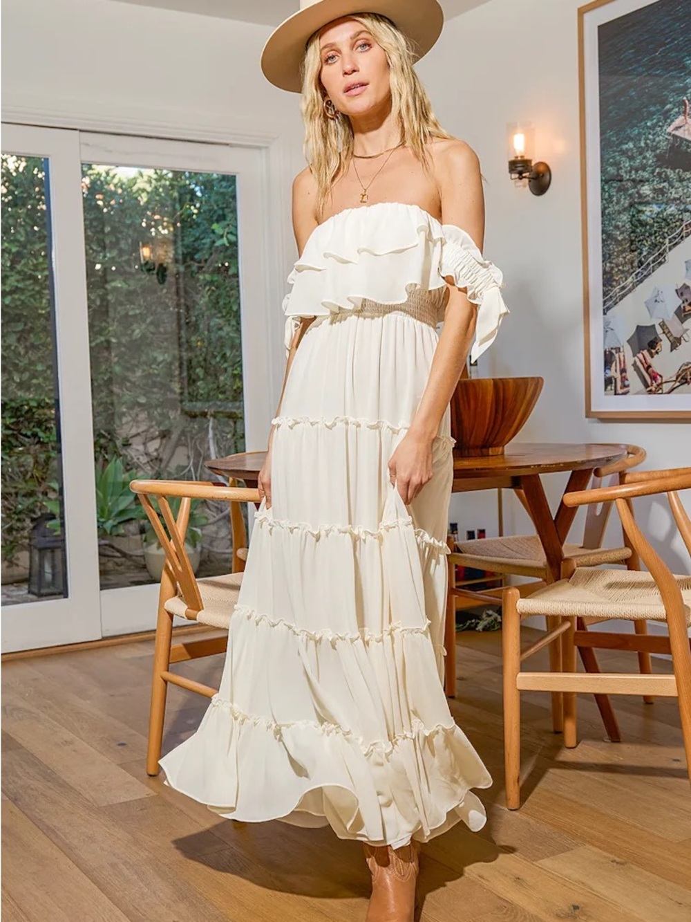 Lulus Chance For Us Ivory Off The Shoulder Maxi Dress